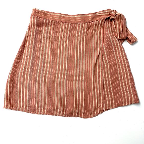 American Eagle Outfitters Striped Mini Skirt - Rust and Cream - Picture 1 of 7